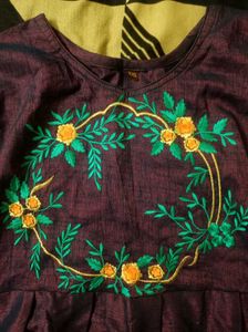 Elegant Purple Embroidered Kurti – Size XXL 💜
