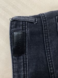 Black Wide Leg High Rise Slash Knee Jeans