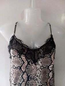 Snake Print Lace Trim Cami Top