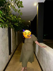 Olive Green Puff Sleeve Maxi Dress