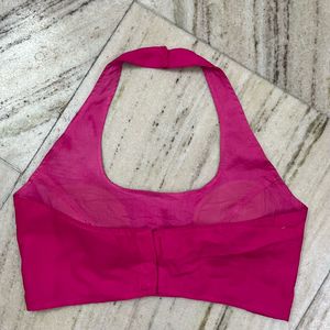 Stylish Pink Halter Neck Blouse fix price