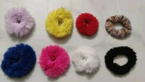 Fuzzy Scrunchie Hair Ties (Set of 8)