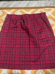 Plaid Mini Skirt with Slit