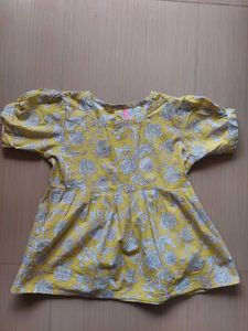Yellow Floral Print Kurta