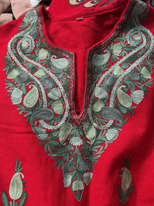 kashmiri Red Embroidered Kurta