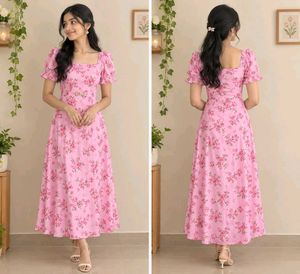 Chic Pink Floral Maxi Dress