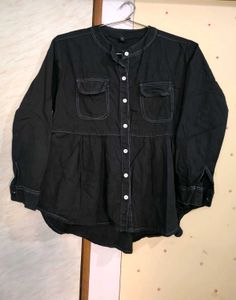 Stylish Denim Black Top 🎩