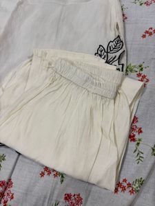 White Kurta with Black Floral Embroidery