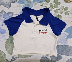 H&M crop Racing Polo Shirt