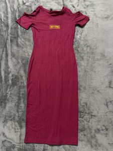 Ribbed Cold Shoulder Dress