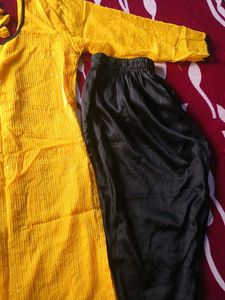 Yellow Kurta with Black Pants