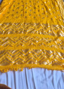 Vibrant Yellow dupatta with Gold Motifs