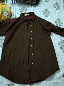 Brown &amp; purple Corduroy Button-Up Shirt