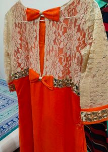 designer orange kurti