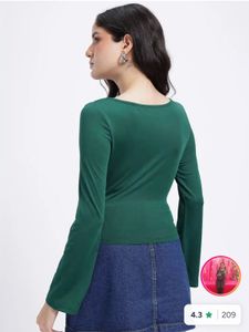 Green Bell Sleeve Top