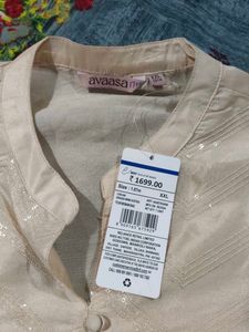 Cream Sequined Kurta