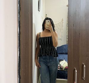 Striped Black Crop Top