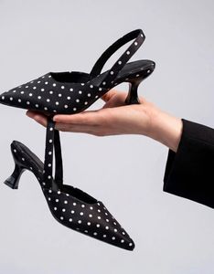 Chic Polka Dot Slingback Heels