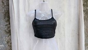 291110. Chic Black Cropped Camisole Top