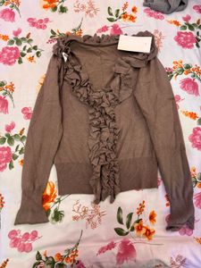 Ruffled Front Cardigan