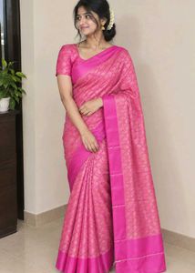 Beautiful Pink semi- Silk Saree