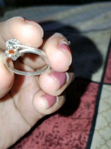 Elegant Leaf Design Ring with Red Stone (pure 925