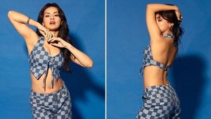 Denim Checkered Halter Top
