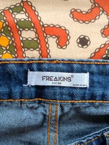 Freakins blue washed vintage baggy jeans distress