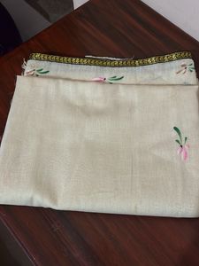 White Cotton Saree With Floral Prints