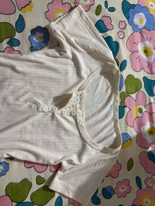 Ribbed Button-Up Cropped Top