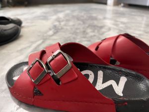 Red Double Strap Slide Sandals