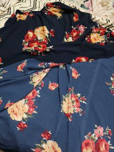 Navy Blue Floral Maxi Skirt