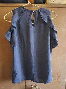 Women's Navy Cold Shoulder Cord Set