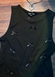 Y2k black ribbed tank top