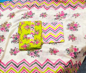 Green Floral Dress Material