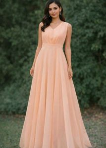 Elegant Peach Flowy Dress