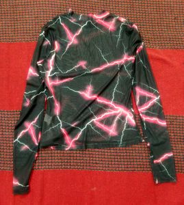 Lightning Print Mesh Top