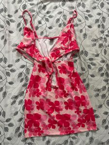 Cute Pink Floral Mini Dress