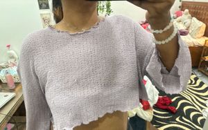 Lavender Bell Sleeve Cropped Top