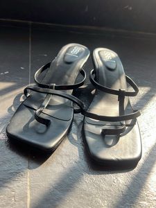 Minimalist Black Thong Sandals