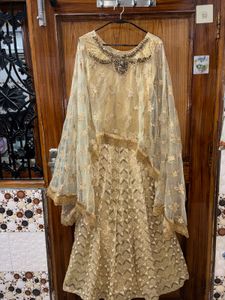 🌸Elegant Gold Embellished Poncho Dress