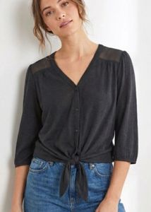 Black Button-Down Top