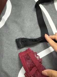 Maroon Lace &amp; Black Push-Up Bras