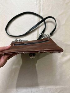 Western Style Embellished Brown Crossbody Bag