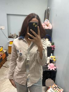 Stylish Beige Embroidered Shirt