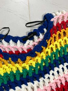 Rainbow Knit Crochet Sweater