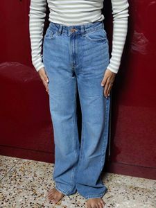 Wide Leg Blue Denim Jeans