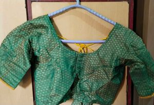 Green Brocade Readymade Saree Blouse