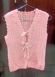 Pink crochet cardigan