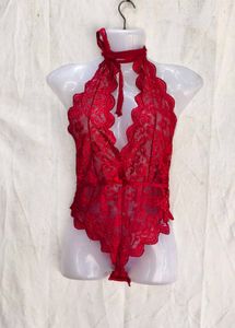 I. Sexy Red Lace Teddy Lingerie